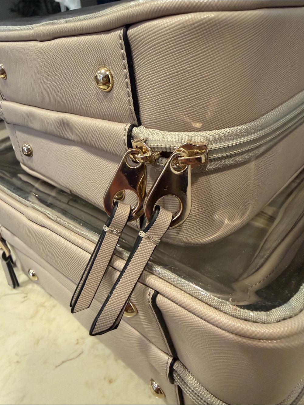 CALPAK Small + Large Clear Cosmetics Case in Stone BUNDLE - Picture 9 of 9